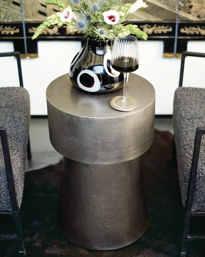 Bernhardt Linea Round Metal Chair-side Table In Textured Graphite