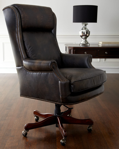 Hooker Furniture Mason Leather Desk Chair In Medium Brown