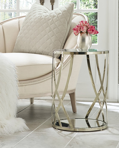 Caracole Adela Round Accent Table In Whisper Of Gold