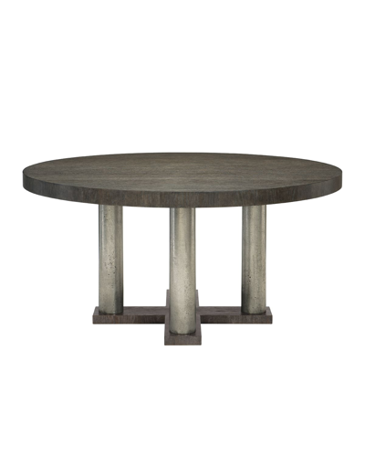 Bernhardt Linea Four-posted Round Dining Table In Charcoal
