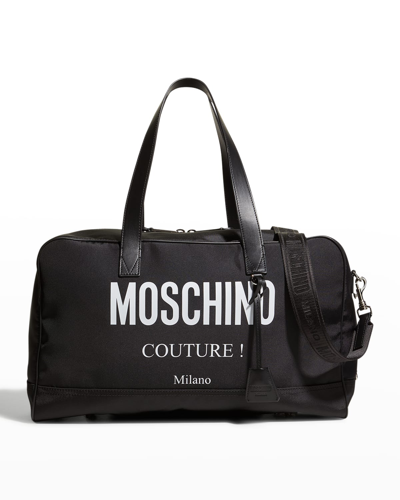 Moschino Men's Logo Duffle Bag In Black Multi