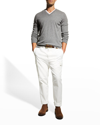Brunello Cucinelli Men's Cashmere V-neck Sweater In Cg217 Med Grey