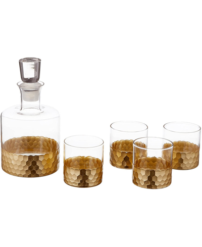 American Atelier Daphne Decanter And Whiskey Glass Set, 5 Piece In Gold-tone