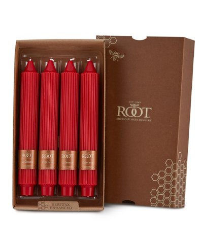 Root Candles Grecian Collenette 9" Taper Candle Set, 4 Piece In Red