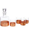 American Atelier Daphne Decanter And Whiskey Glass Set, 5 Piece In Copper
