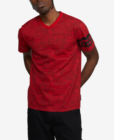 Ecko Unltd Men's Big And Tall Short Sleeve Madison Ave V-neck T-shirt In Red