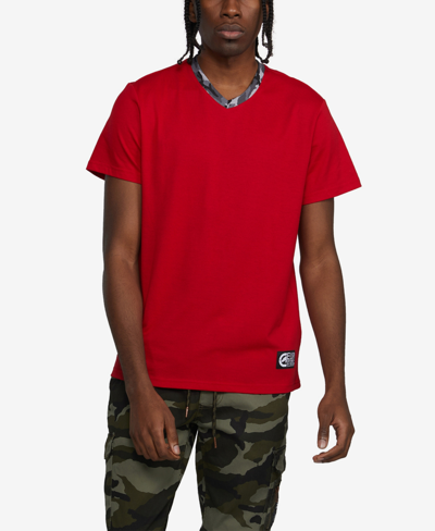 Ecko Unltd Men's Big And Tall Short Sleeve Winning Ways V-neck T-shirt In Red