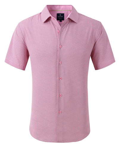 Tom Baine Men's Slim Fit Short Sleeve Performance Button Down Dress Shirt In Pink