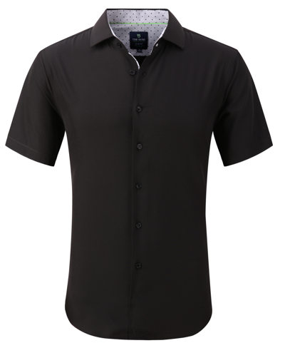 Tom Baine Slim Fit Short Sleeve Performance Stretch Button-up Shirt In Black