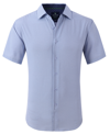 Tom Baine Slim Fit Performance Short Sleeve Geometric Button Down In Blue