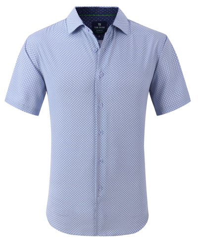 Tom Baine Men's Slim Fit Short Sleeve Performance Stretch Button Down Dress Shirt In Blue