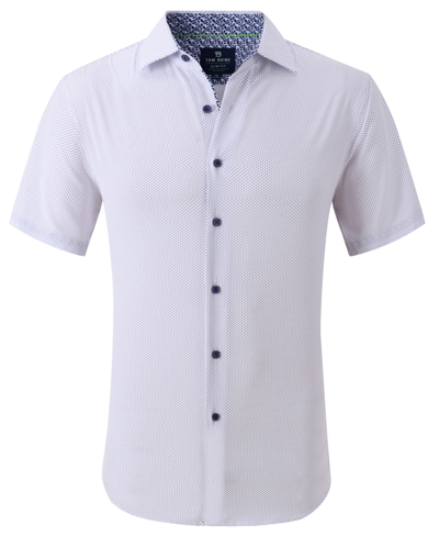 Tom Baine Men's Slim Fit Short Sleeve Performance Button Down Dress Shirt In White