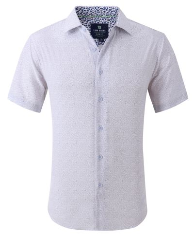 Tom Baine Slim Fit Performance Short Sleeve Geometric Button Down In White