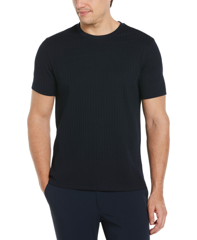 Perry Ellis Men's Rib Knit Crew Neck T-shirt In Dark Sapphire