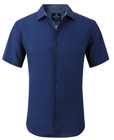 Tom Baine Men's Slim Fit Short Sleeve Performance Button Down Dress Shirt In Navy