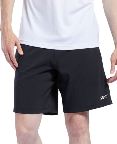 Reebok Men's Regular-fit Moisture-wicking 9" Woven Drawstring Shorts In Black