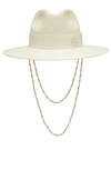 Ruslan Baginskiy Double Chain Strap Fedora Hat In White