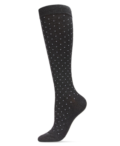 Memoi Men's Swiss Dot Cotton Compression Socks In Dark Gray Heather