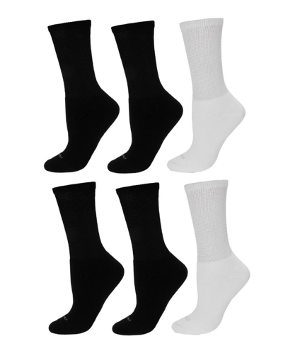 Memoi Men's Diabetic Full Cushion Quarter 6 Pair Pack Socks In Diabetic-black-black-white