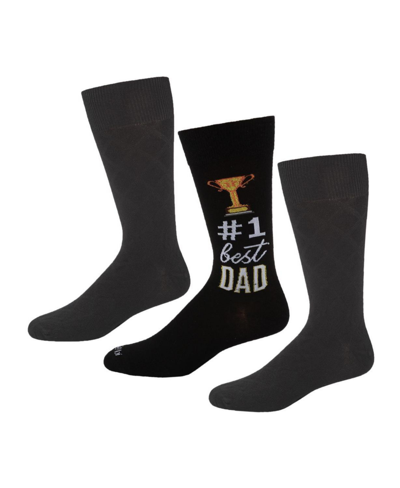 Memoi Men's Novelty Rayon From Bamboo Blend 3 Pair Pack Socks In Dad-black-black-black