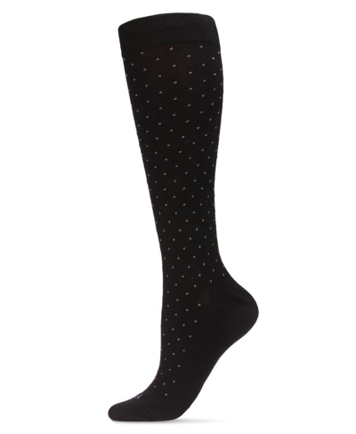 Memoi Men's Swiss Dot Cotton Compression Socks In Black