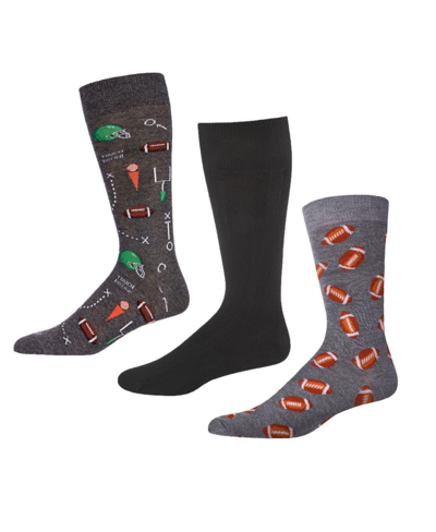 Memoi Men's Novelty Rayon From Bamboo Blend 3 Pair Pack Socks In Touch-charcoal-black-gray