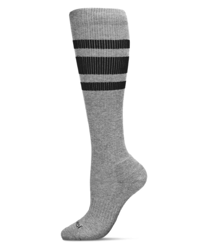 Memoi Men's Striped Athletic Cushion Sole Compression Knee Sock In Medium Gray Heather