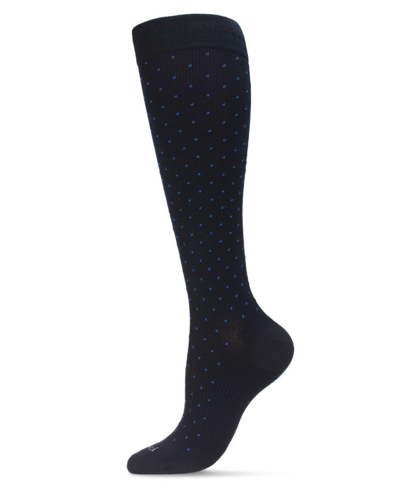 Memoi Men's Swiss Dot Cotton Compression Socks In Navy