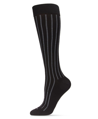 Memoi Men's Highway Stripe Cotton Compression Socks In Black
