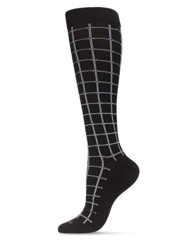 Memoi Men's Window Pane Cotton Compression Socks In Black
