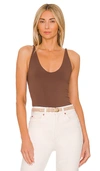 Free People Seamless V Neck Cami In Chocolate