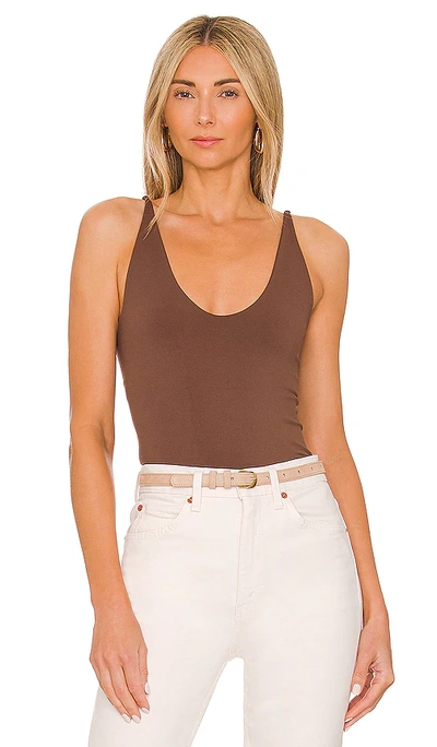 Free People Seamless V Neck Cami In Chocolate
