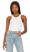 Agolde Poppy Ribbed Stretch Organic Cotton And Tencel-blend Jersey Tank In White