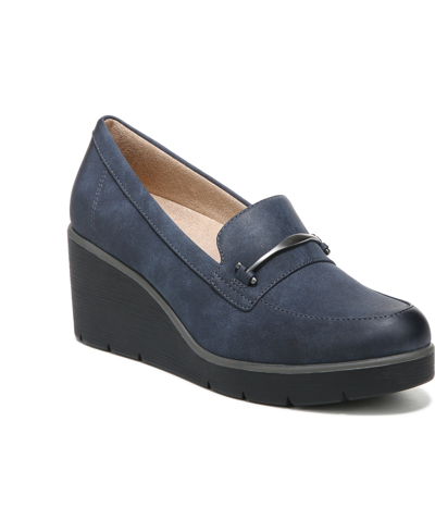 Soul Naturalizer Achieve Wedge Loafers Women's Shoes In Navy Faux Nubuck