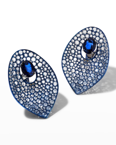 Graziela Gems Blue Rhodium, Sapphire And Diamond Earrings