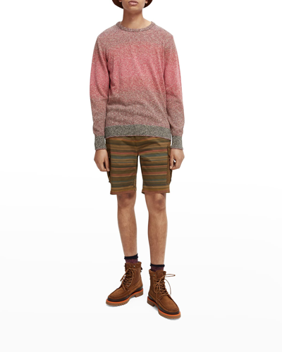 Scotch & Soda Men's Garment-dyed Striped Cargo Shorts In Brown