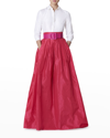 Carolina Herrera Pleated Taffeta Dress In Azalea