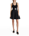 Alaïa Belted Japanese Cotton Skirt In Noir