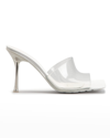 Bottega Veneta Pudding Stretch Square-toe Pvc Heeled Mules In Glass