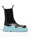 Bottega Veneta Men's The Tire Leather Chunky Chelsea Boots In Nero Truffle