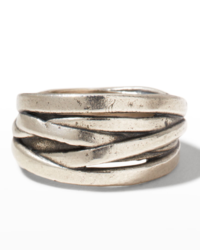 John Varvatos Men's Silver Wrap Band Ring