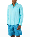Vilebrequin Linen Solid Classic Fit Shirt In Sky