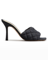 BOTTEGA VENETA MATELASSE QUILTED DENIM MULE SANDALS