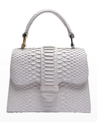 Adriana Castro La Marguerite Mini Python Top-handle Bag In White