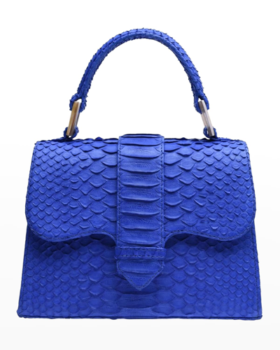 Adriana Castro La Marguerite Mini Python Top-handle Bag In Caribbean Blue