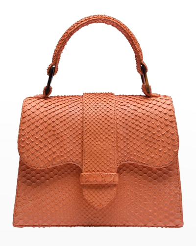 Adriana Castro La Marguerite Mini Python Top-handle Bag In Mandarin