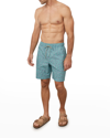 Rails Men's Kian Shadow Palms Wide-leg Swim Shorts In Langoustine Teal