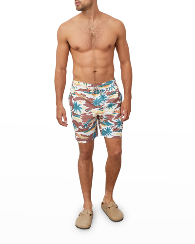 Rails Men's Kian Shadow Palms Wide-leg Swim Shorts In Life's A Beach Su