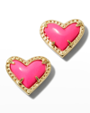 Kendra Scott Ari Heart Stud Earrings In Gold Neon Pink Magnesite