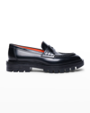 Santoni Women's Polished Black Leather Penny Loafer In Black